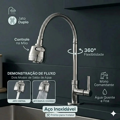 Matte Black 304 Stainless Steel Kitchen Faucet With Shower With 360 ° Rotation